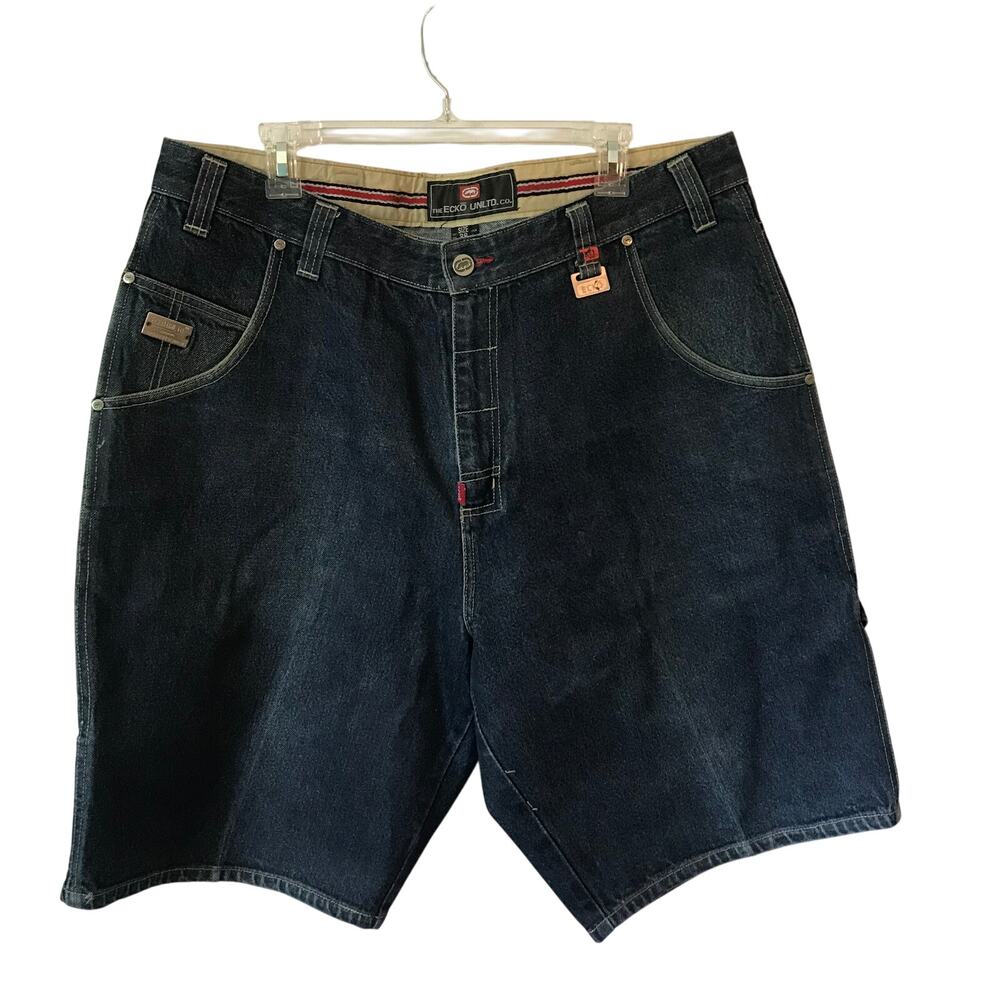 Ecko Shorts Size 38 Mens Denim Cargo Y2K Carpenter Baggy Fit Hip Hop Big Logo